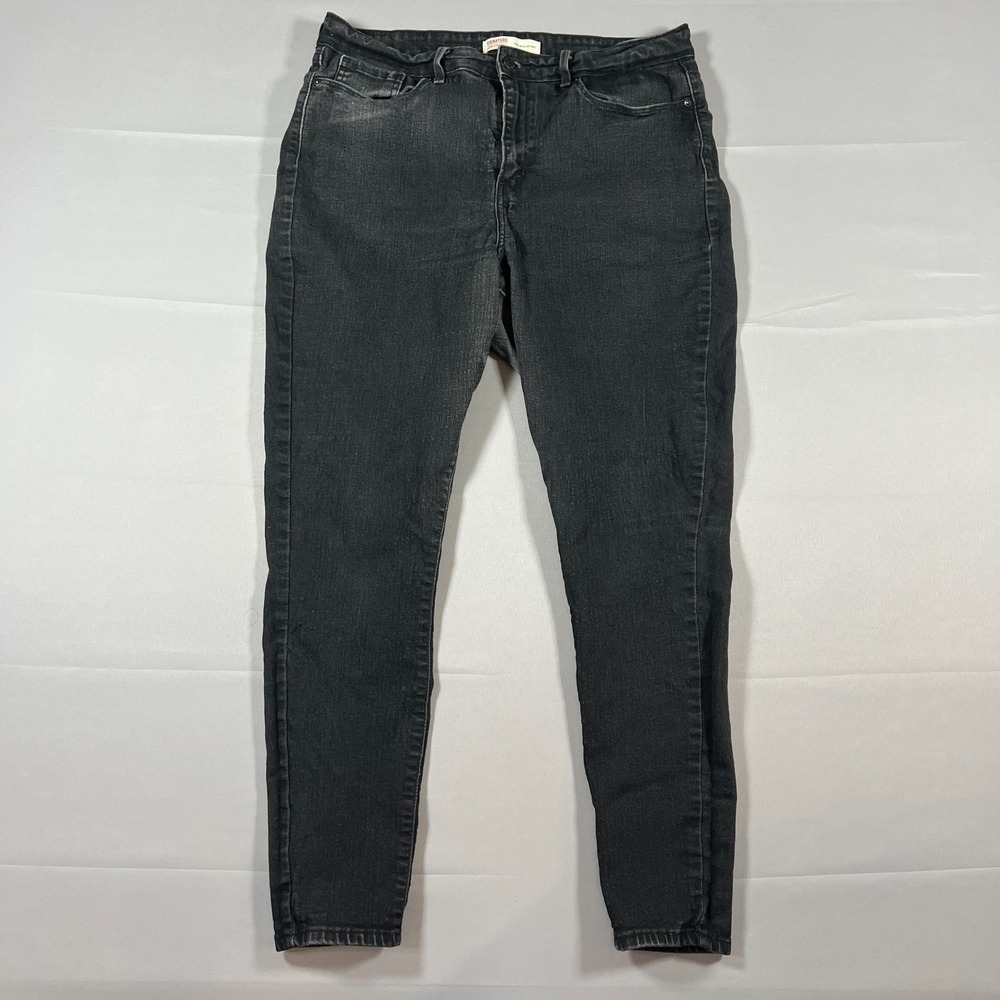 Levi Strauss Signature Skinny Jeans Womens 16M Black Cotton Stretch High Rise